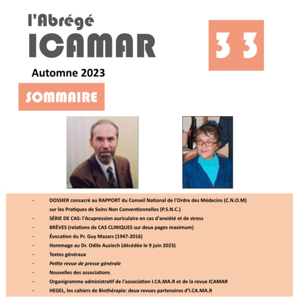 l'Abrégé des Cahiers d'ICAMAR n°33